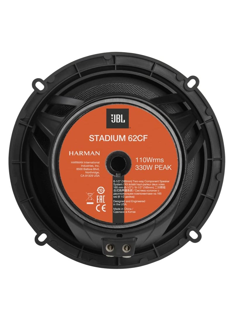 JBL - JBL Stadium 62CF 2-Way Car Sound System - 330 Watt Components Car Speaker Box Set with 165 mm 2-Way Component Speaker System - Image 1