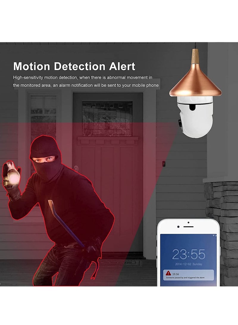 Bulb 1080P 2.4GHz WiFi 360 Degree Panoramic Night Vision 2-Way Audio, Smart Motion Detection and Alarm Surveillance Cameras - Image 4