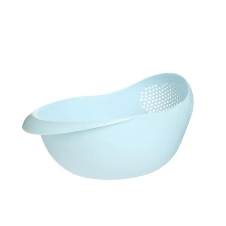STERILIX Kitchen Plastic Bowl Thick Drain Basket for Rice Fruit and Vegetable with Handle (Blue) - Image 1