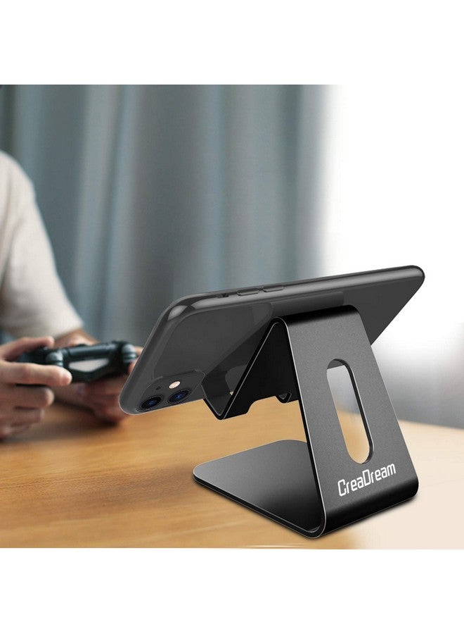 CreaDream Cell Phone Stand, Cradle, Holder, Aluminum Desktop Stand Compatible with Switch, All Smart Phone, iPhone 11 Pro Xs Max Xr X Se 8 7 6 6s Plus SE 5 5s-Black - Image 1