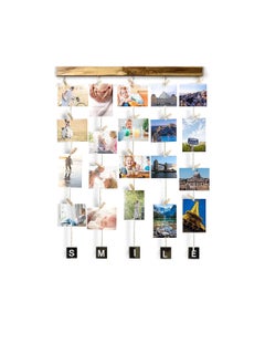 VAH- Kya Bat Hai !! VAH Wood Smile Picture Photo Frame for Wall Decor Photos Artworks Prints Multi Pictures Organizer Hanging Display Frames with Wood Clips 