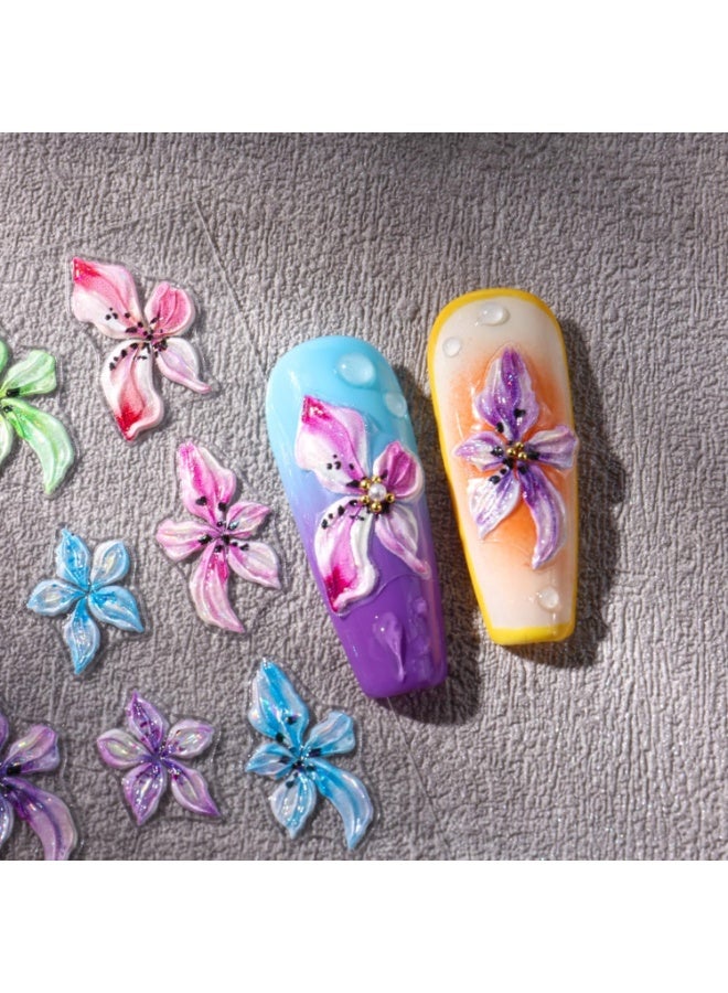 Stickers para Uñas Nail Stickers Self-Adhesive Sticker Colorful 3D Wild Flower Embossed Calcomanías para Uñas Floral Art Design Accessories Hight Quality 4 Sheets - Image 3