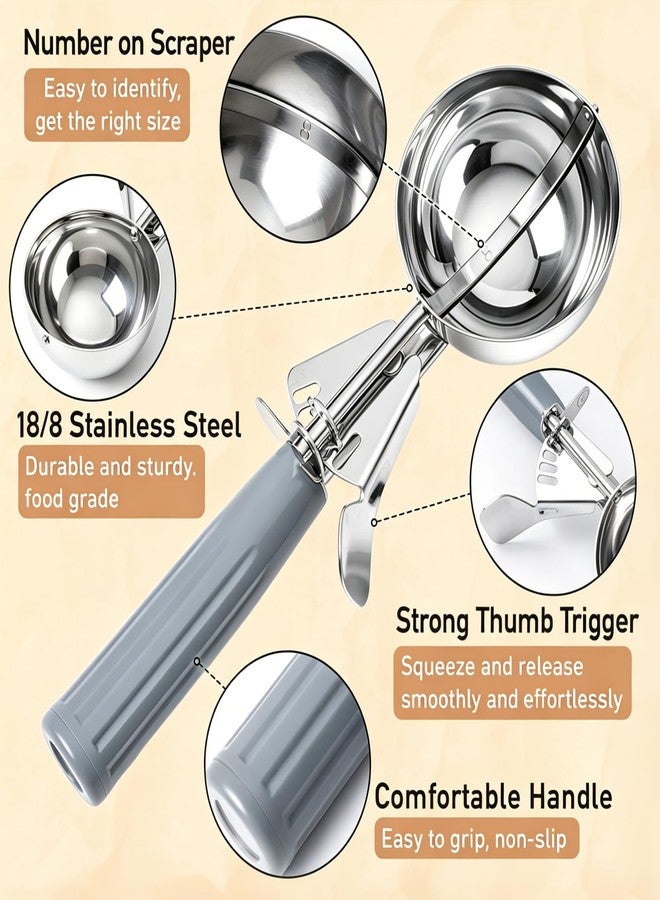 Fayomir 4 oz Scoop, Large Ice Cream Scoop with Trigger, #8 Portion Scoop, Muffin Scoop, Gray Handle, Food Scoop for Ice Cream, Muffin, Cupcake Batter, Mashed Potato, Cookie Dough - Image 3