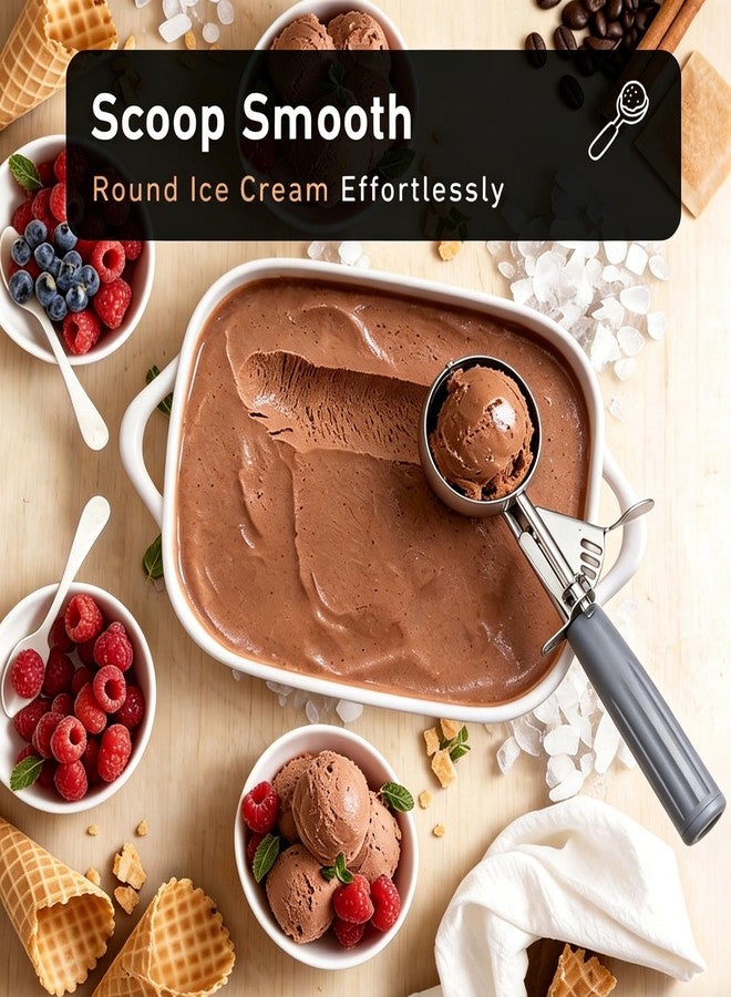 Fayomir 4 oz Scoop, Large Ice Cream Scoop with Trigger, #8 Portion Scoop, Muffin Scoop, Gray Handle, Food Scoop for Ice Cream, Muffin, Cupcake Batter, Mashed Potato, Cookie Dough - Image 5