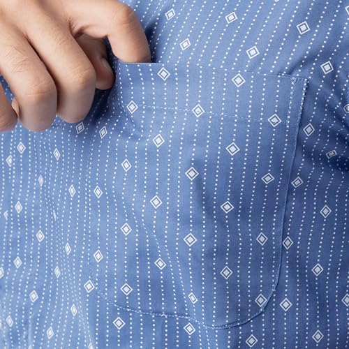 Fruit of the Loom Men's Broadcloth Short Sleeve Top and Long Pants Pajama Set, Medium Blue - Image 5