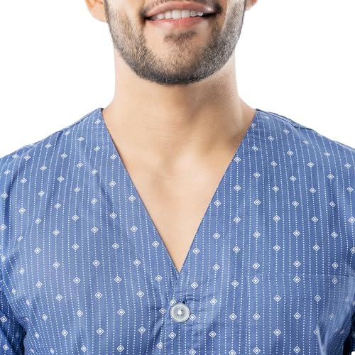 Fruit of the Loom Men's Broadcloth Short Sleeve Top and Long Pants Pajama Set, Medium Blue - Image 4