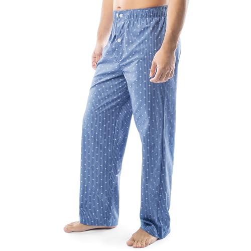 Fruit of the Loom Men's Broadcloth Short Sleeve Top and Long Pants Pajama Set, Medium Blue - Image 2