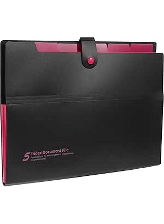 Large Expanding File Organizer Multi Layer Accordion Pockets Portable Document Receipt Storage Folder Black Rose - Image 1