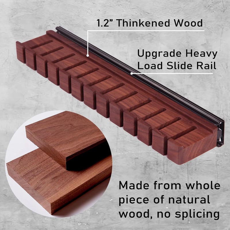 cenleoha Black Walnut Wood Belt Rack with Slide, Belt Hanger for closet, Belt and Tie Storage Organizer, Space Saving Wooden Belt Holder, Gift Idea for Husband and Father’s Day - Image 4