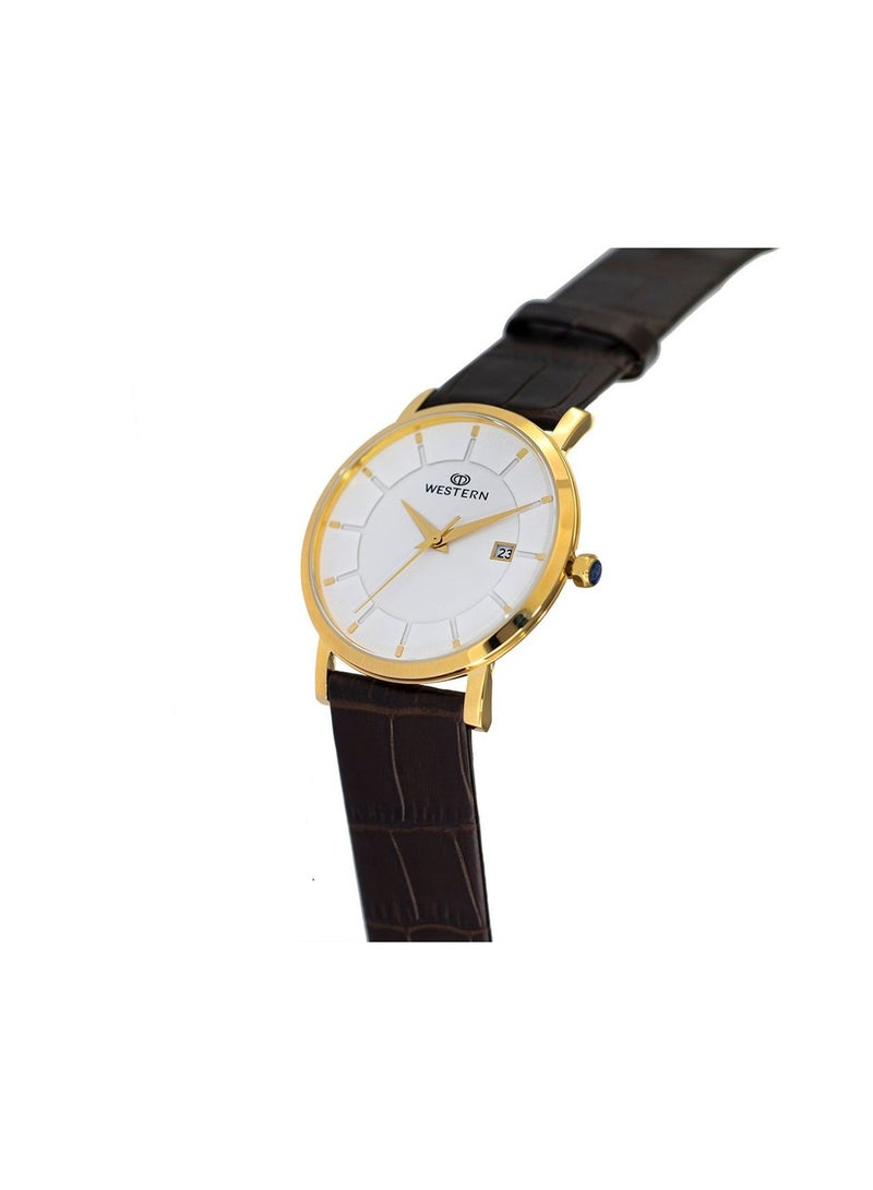 Western Men's Quartz Analogue Leather Strap Casual Watch with Date Display - Image 2