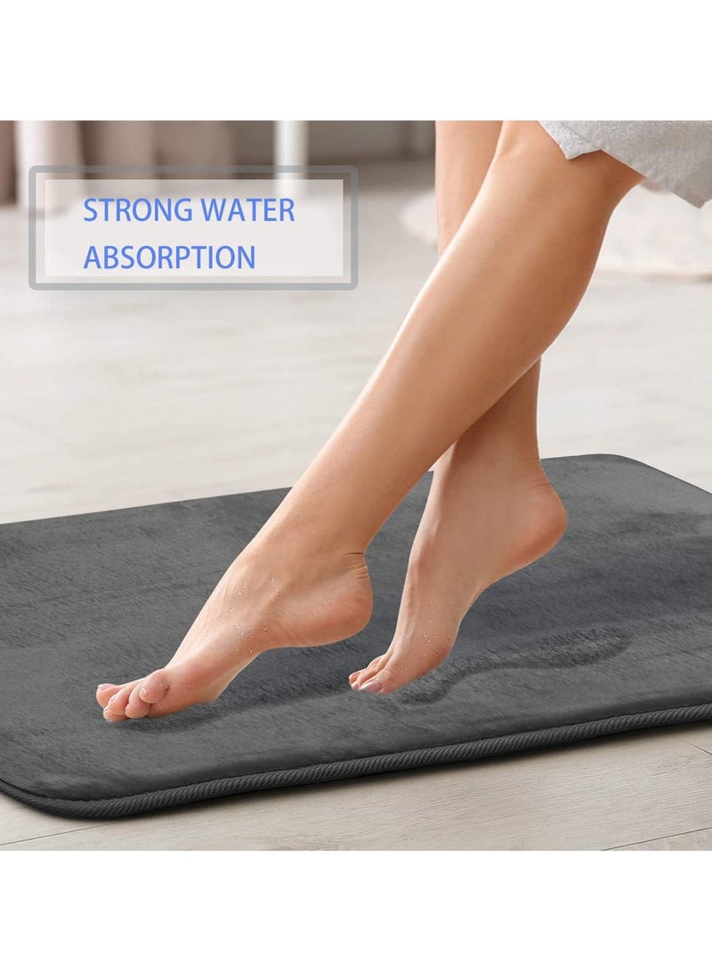 XiuWoo Bathroom Rug Sets, 4 Piece Non Slip Absorbent Ultra Soft Cozy Velvet Bathroom Mat Memory Foam Bath Mat, Easy Wash and Dry, Machine Washable, Bath Rugs for Tub Shower and Bath Room (Gray) - Image 4