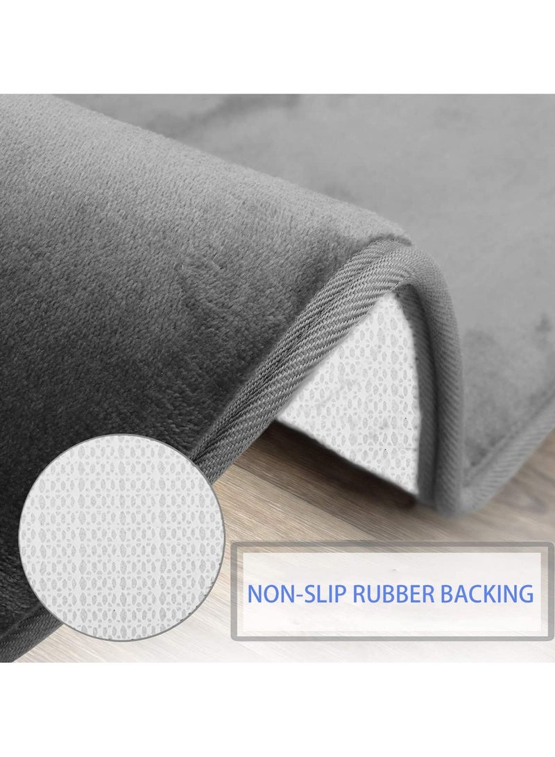 XiuWoo Bathroom Rug Sets, 4 Piece Non Slip Absorbent Ultra Soft Cozy Velvet Bathroom Mat Memory Foam Bath Mat, Easy Wash and Dry, Machine Washable, Bath Rugs for Tub Shower and Bath Room (Gray) - Image 5