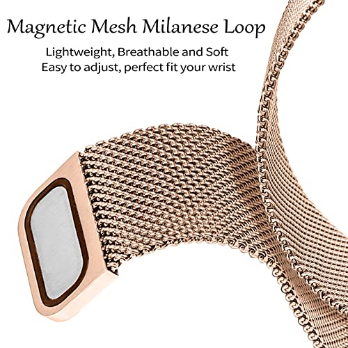 Joyozy Magnetic Band Compatible with Apple Watch Band 38mm 40mm 41mm 42mm 44mm 45mm 46mm Milanese Strap with Bling Case and Screen Protector, Dressy Stainless Steel iWatch Loop for Women (Rose Gold 40mm) - Image 4