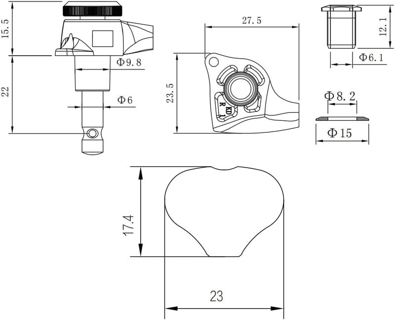 guyker Guitar Locking Tuners (3L + 3R) - 1:21 Lock String Tuning Key Pegs Machine Head Set Replacement for ST TL SG LP Style Electric, Folk or Acoustic Guitars – Black - Image 5