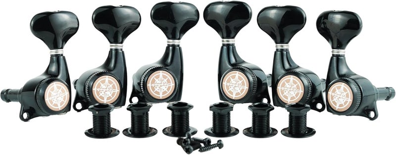 guyker Guitar Locking Tuners (3L + 3R) - 1:21 Lock String Tuning Key Pegs Machine Head Set Replacement for ST TL SG LP Style Electric, Folk or Acoustic Guitars – Black - Image 1