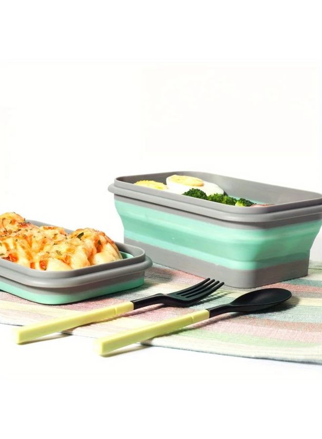 Green Collapsible Camping Bowl Set 2 Pc with Lid Portable Lunch Container - Image 5