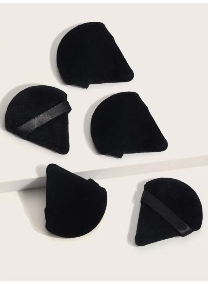 5 pcs Triangle Shaped Powder Puff Set | Crystal Velvet Loose Powder Puffs | Soft & Adhesive | Ideal for Travel & Makeup - Image 1