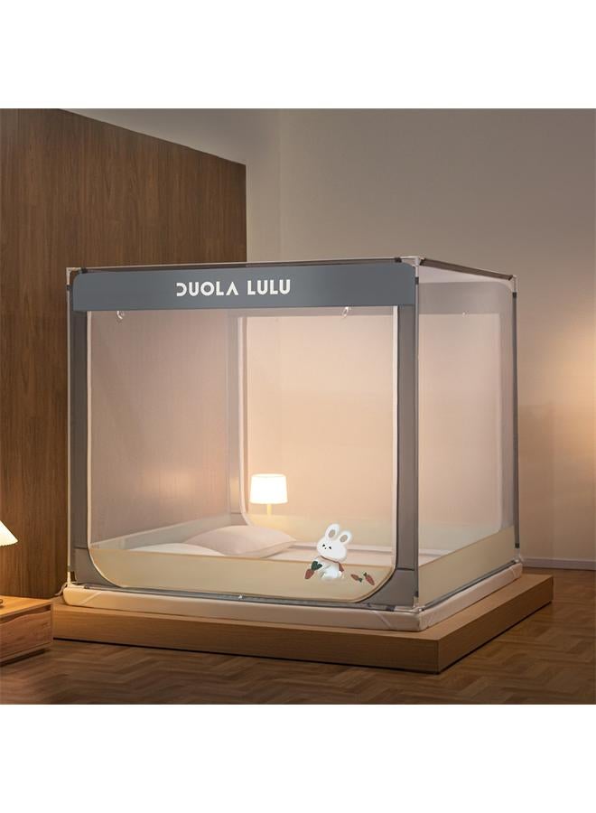 Bluejw Class A Maternal And Infant Grade Baby Anti-fall Mosquito Net Children's Household Dust-proof Thickened Full Bottom Stainless Steel Zipper Cartoon New - Image 1