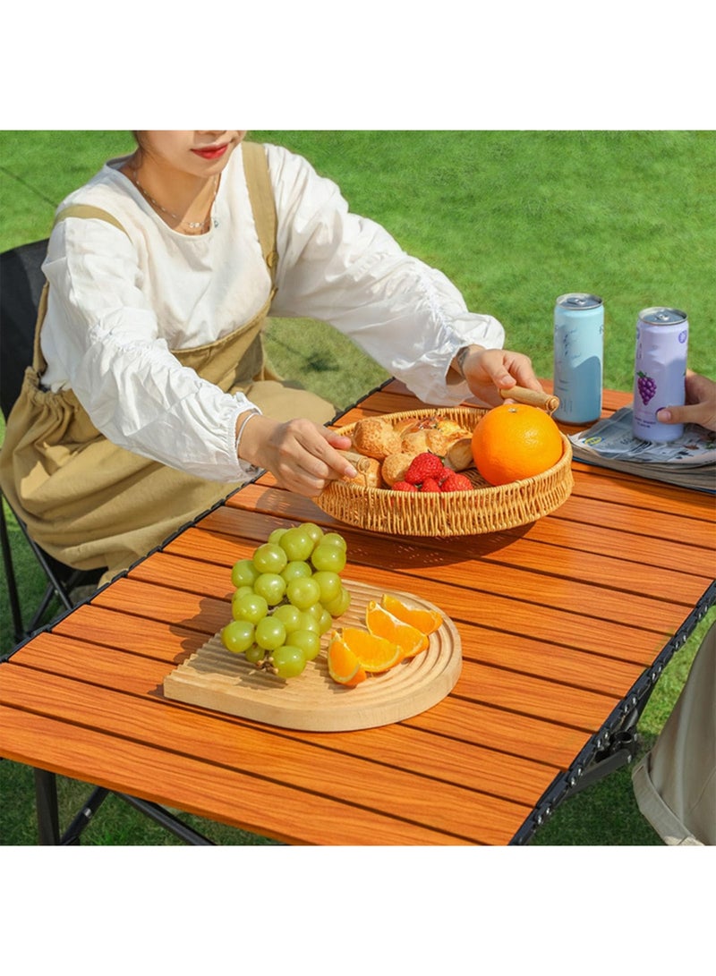 Taimi 5-Piece Camping Set | Portable Camping Table with 4 Chairs, Adjustable Height Folding Table with Carrying Bag 120x55x80cm, Brown and 4 Beige Folding Chairs with Metal Frame and Armrests - Image 3