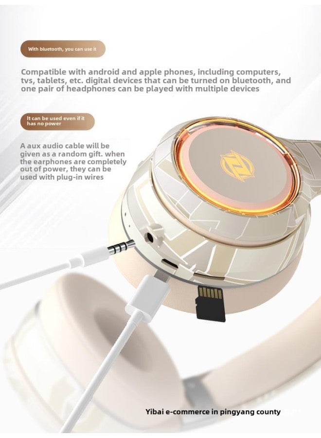 Headset Bluetooth Headset With Mac Wireless Computer Esports Game Headset Heavy Bass Noise Reduction Wired For Sony-Color:Official Standard Configuration - Gray Blue  Bluetooth 5.2 Chip + Fixed Monochrome Ambient Light♪ Bluetooth Connection/dual Use Of Plug-in Wires  - Image 5