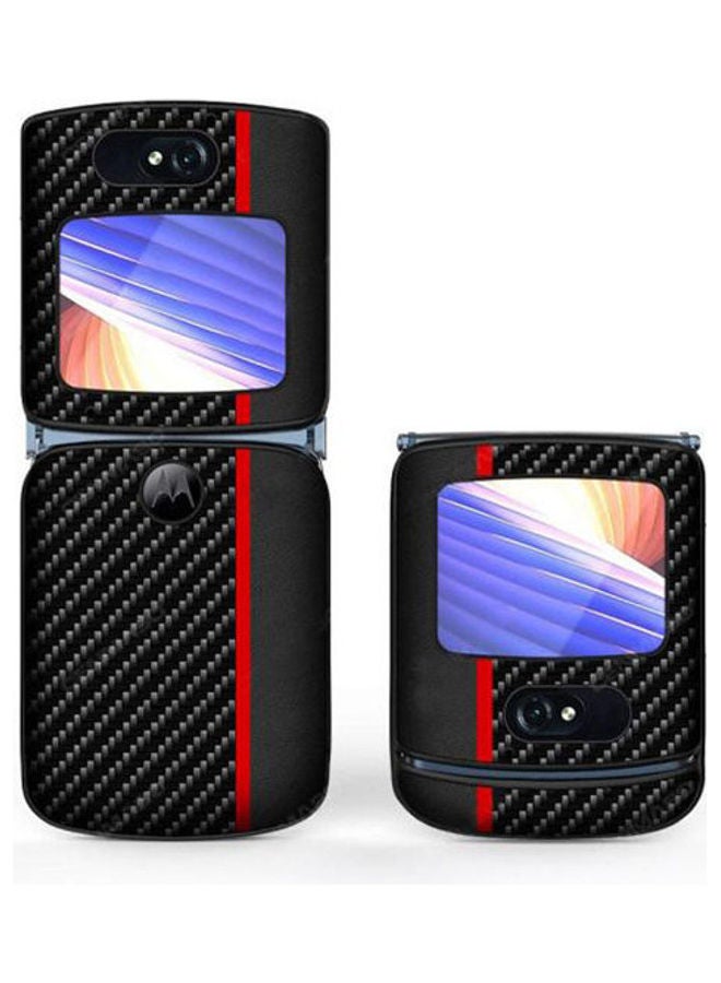 نيبمينينت غطاء حماية لهاتف موتورولا موتو رازر 5G 2020. خلفي قابل للطي من الجلد الفاخر بملمس الألياف 2020 أسود