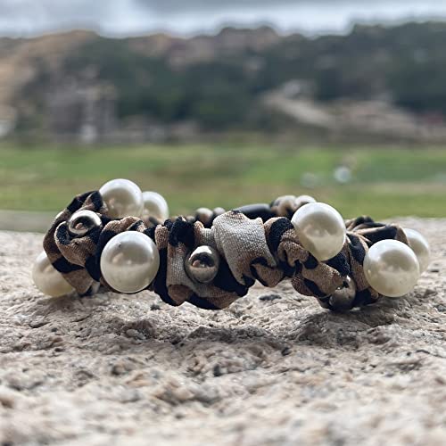 UDeBe Pearl & Golden bead Skinnie Scrunchies Leopard, Mini Matte Hair Scrunchies Hair Bands 6 Counts - Image 4