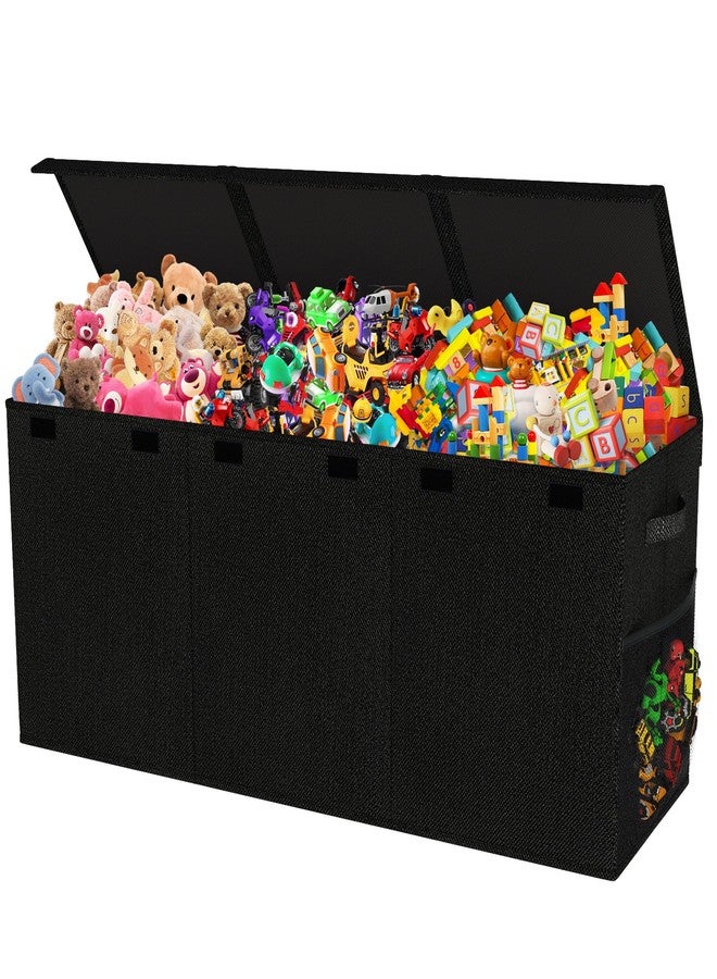 Mabahoo Extra Large Toy Box, Collapsible Sturdy Kids Toy Chest for Boys, Girls, 40"x14"x16" Storage Organizer Toddler Storage Bins with Lids, Toybox Basket for Living Room, Bedroom, Nursery, Black - Image 1