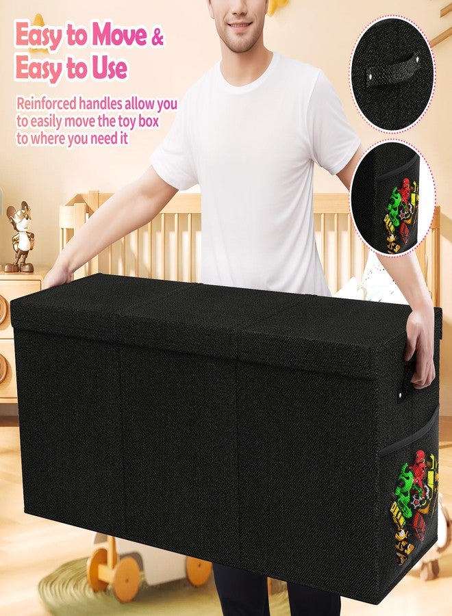 Mabahoo Extra Large Toy Box, Collapsible Sturdy Kids Toy Chest for Boys, Girls, 40"x14"x16" Storage Organizer Toddler Storage Bins with Lids, Toybox Basket for Living Room, Bedroom, Nursery, Black - Image 5