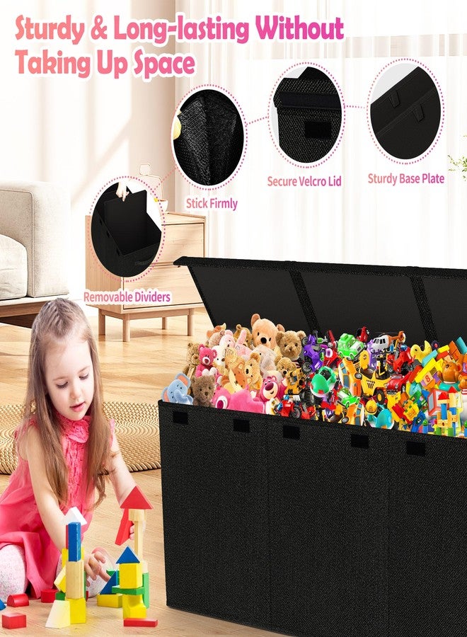 Mabahoo Extra Large Toy Box, Collapsible Sturdy Kids Toy Chest for Boys, Girls, 40"x14"x16" Storage Organizer Toddler Storage Bins with Lids, Toybox Basket for Living Room, Bedroom, Nursery, Black - Image 4