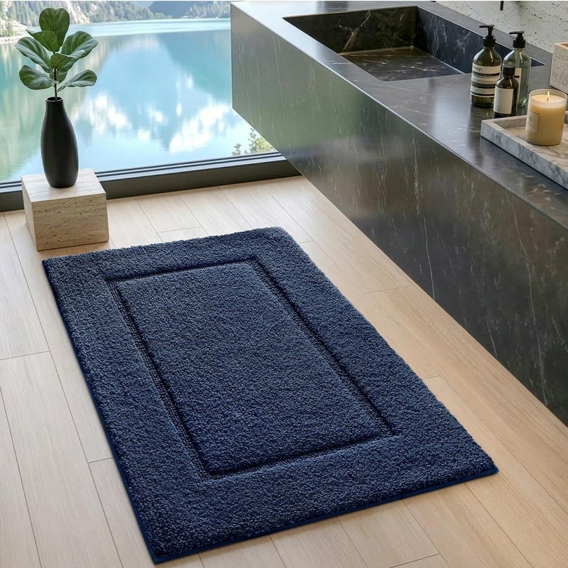 DEXI Bathroom Rugs 36x24, Washable Non Slip Bath Mat for Shower Floor, Absorbent Quick Dry Bathmat with Rubber Backing, Ultra Soft Plush Carpet for Tub, Navy - Image 4