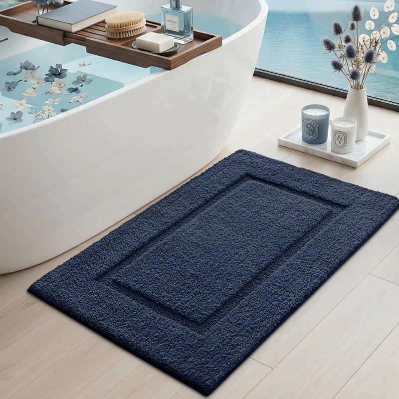 DEXI Bathroom Rugs 36x24, Washable Non Slip Bath Mat for Shower Floor, Absorbent Quick Dry Bathmat with Rubber Backing, Ultra Soft Plush Carpet for Tub, Navy - Image 3