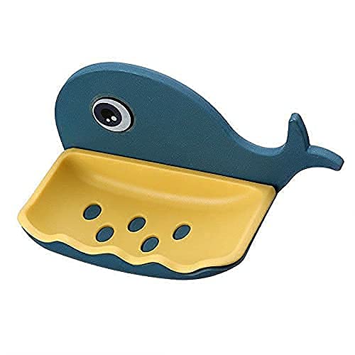 KBS Soap Holder for Bathroom Stand Fish Shape Self Draining Wall Mounted Plastic Soap Dish Tray Cady Bathroom Kitchen Accessories Set No Drilling Multi Color (Pack of-1) - Image 1