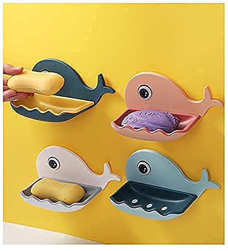 KBS Soap Holder for Bathroom Stand Fish Shape Self Draining Wall Mounted Plastic Soap Dish Tray Cady Bathroom Kitchen Accessories Set No Drilling Multi Color (Pack of-1) - Image 2