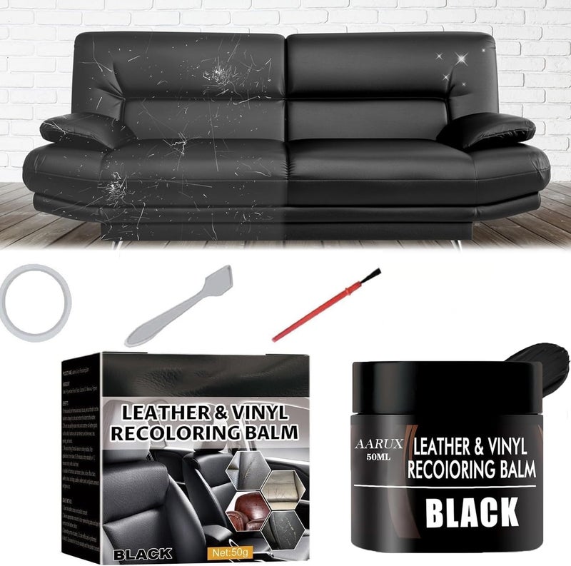AARUX Leather Scratch Repair Leather Recoloring Balm, Protects from Drying & Cracking, Enhance Life of Leather, Leather Restorer Scratches Faded Remover Leather Polish, Paint for Shoes Bags (Black) - Image 1
