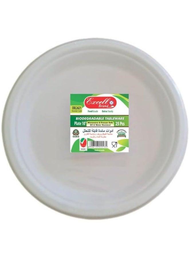 Servewell EXCELL BIODEGRADABLE PLATE ROUND 10 INCH 25' - Image 1