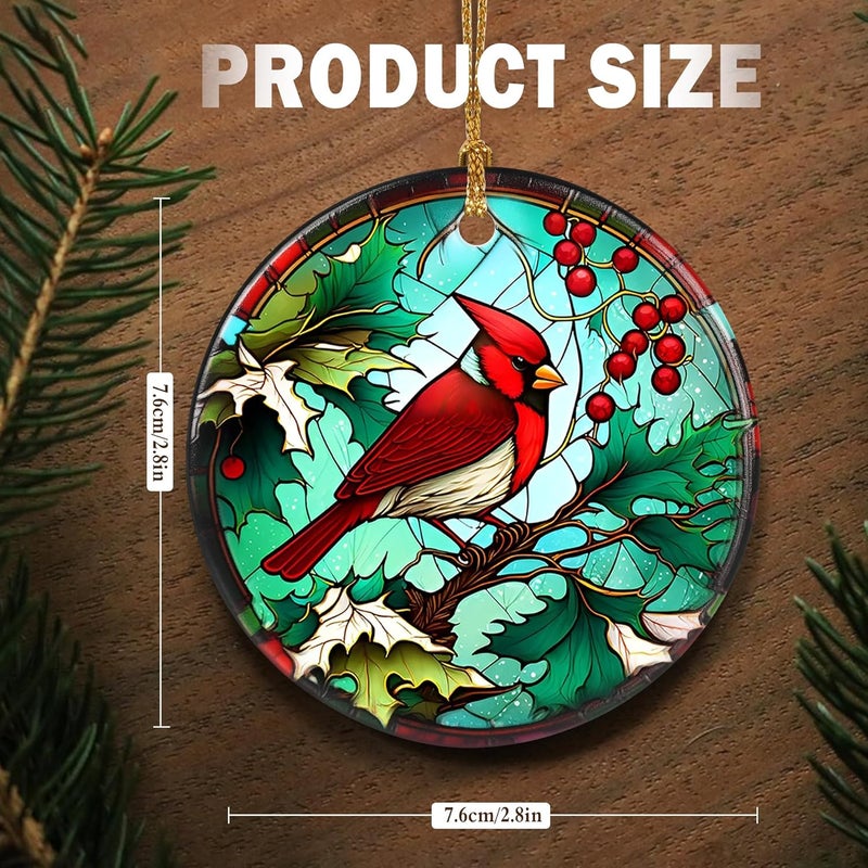 Touber Cardinal Ornament, Christmas Decoration, Holiday Present Idea, Heirloom Keepsake, Round Ceramic, Bauble Present, Cardinal - Image 2