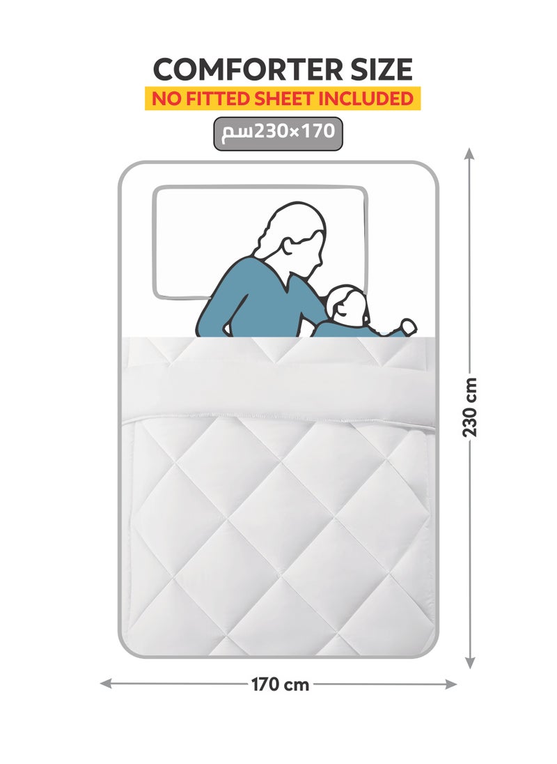 Donetella Bedding Comforter Set, Single Size 170x230 cm - 2-Pcs Solid Quilted Bed Set, Microfiber Fabric - 1 Comforter and 1 Pillow Sham  - Image 3