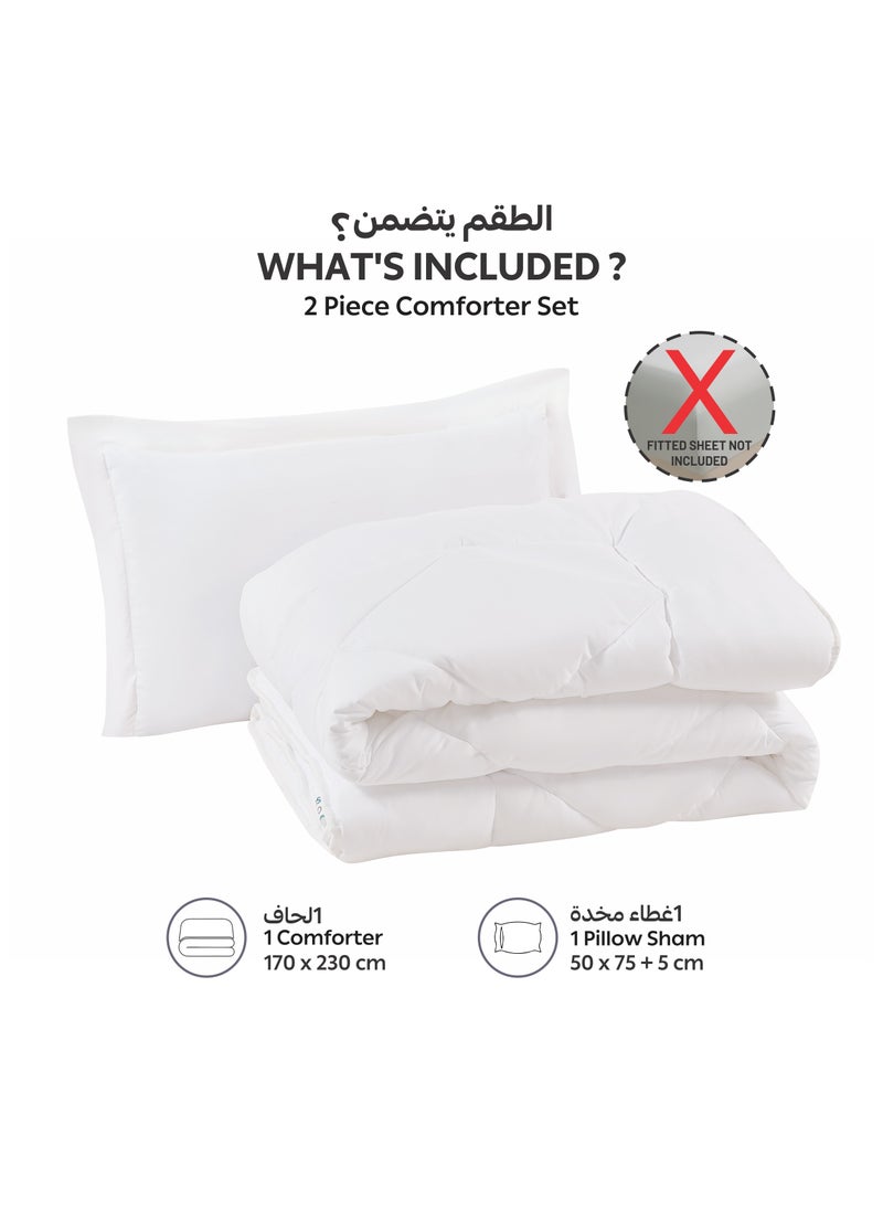Donetella Bedding Comforter Set, Single Size 170x230 cm - 2-Pcs Solid Quilted Bed Set, Microfiber Fabric - 1 Comforter and 1 Pillow Sham  - Image 4