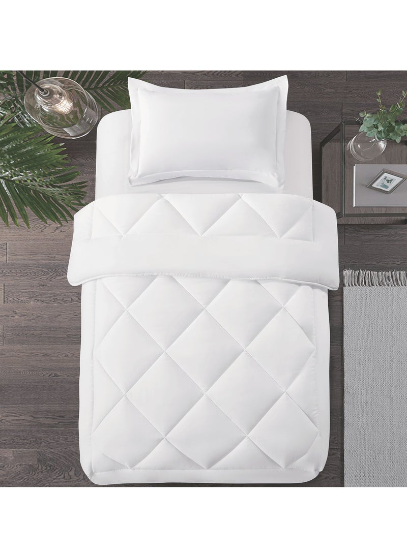 Donetella Bedding Comforter Set, Single Size 170x230 cm - 2-Pcs Solid Quilted Bed Set, Microfiber Fabric - 1 Comforter and 1 Pillow Sham  - Image 1