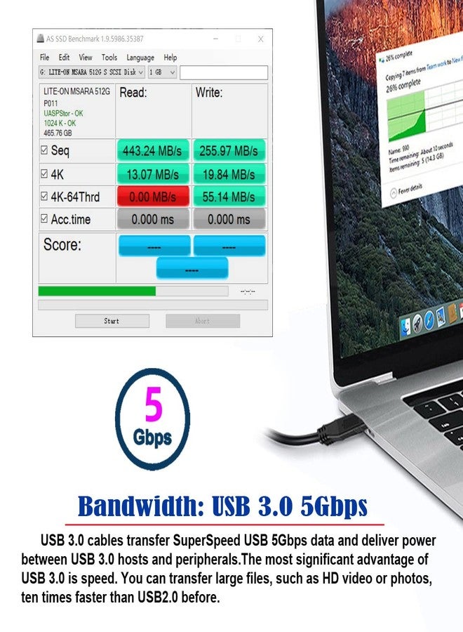 Chenyang كابل بيانات تمديد USB C Type-C Host OTG إلى USB 3.0 Type B لقرص SSD 1.0M 5Gbps - Image 3