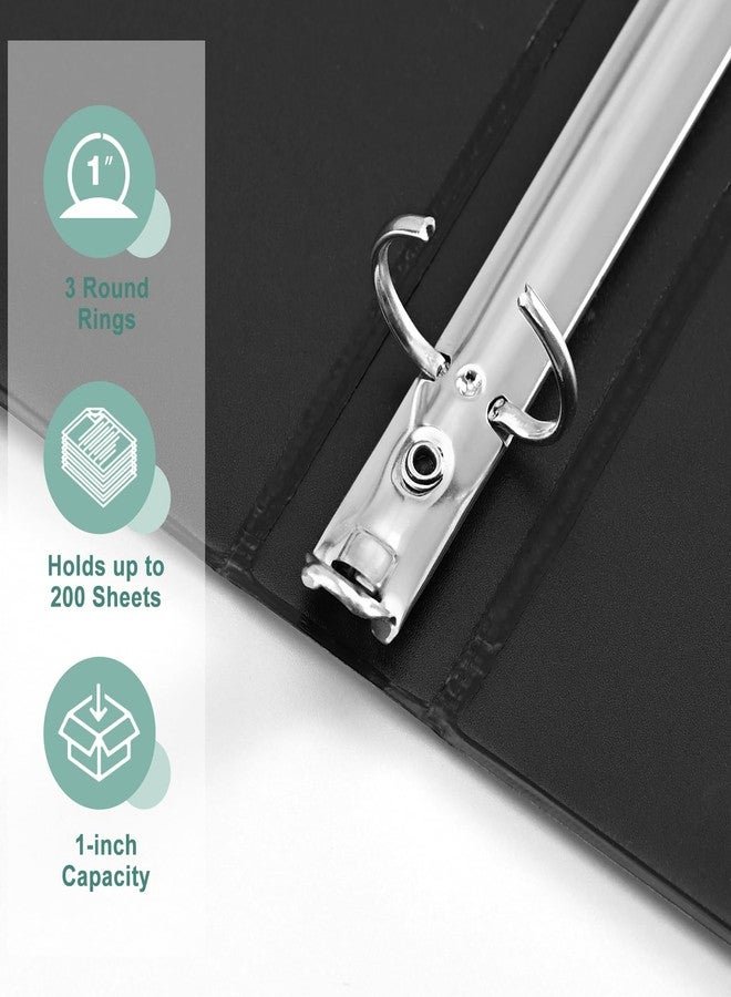 SUIN Economy 1-Inch 3-Ring-Binder, Round Ring Binder, Customizable Clear View Cover, 1'' Binders for Office/School (Black-12 Pack) - Image 4