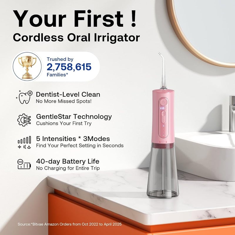 Bitvae BVC2 Water Flosser 6 nozzles Pink color pink - Image 2