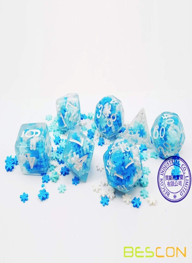Bescon Snowflake Polyhedral Dice Set, Snowflake Poly RPG Dice Set of 7 - Image 2