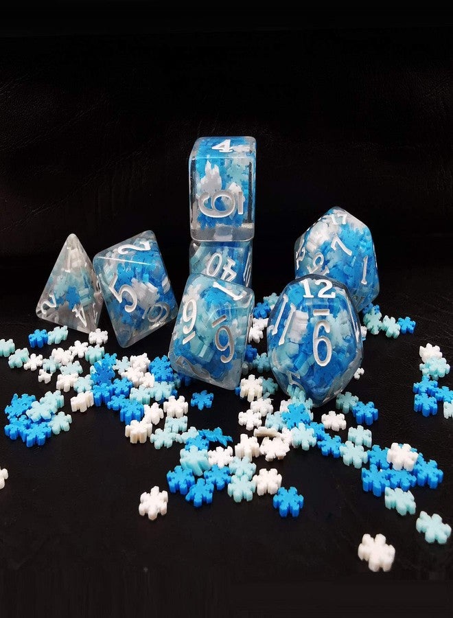 Bescon Snowflake Polyhedral Dice Set, Snowflake Poly RPG Dice Set of 7 - Image 1