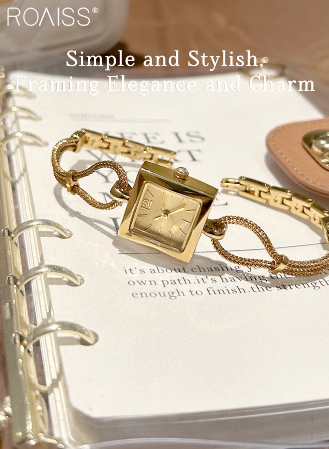 roaiss Women's Retro Quartz Gold Watch, Analog Display Square Dial with Chain Strap, Luxury Elegant Waterproof Wristwatch as Gift for Ladies - Image 3