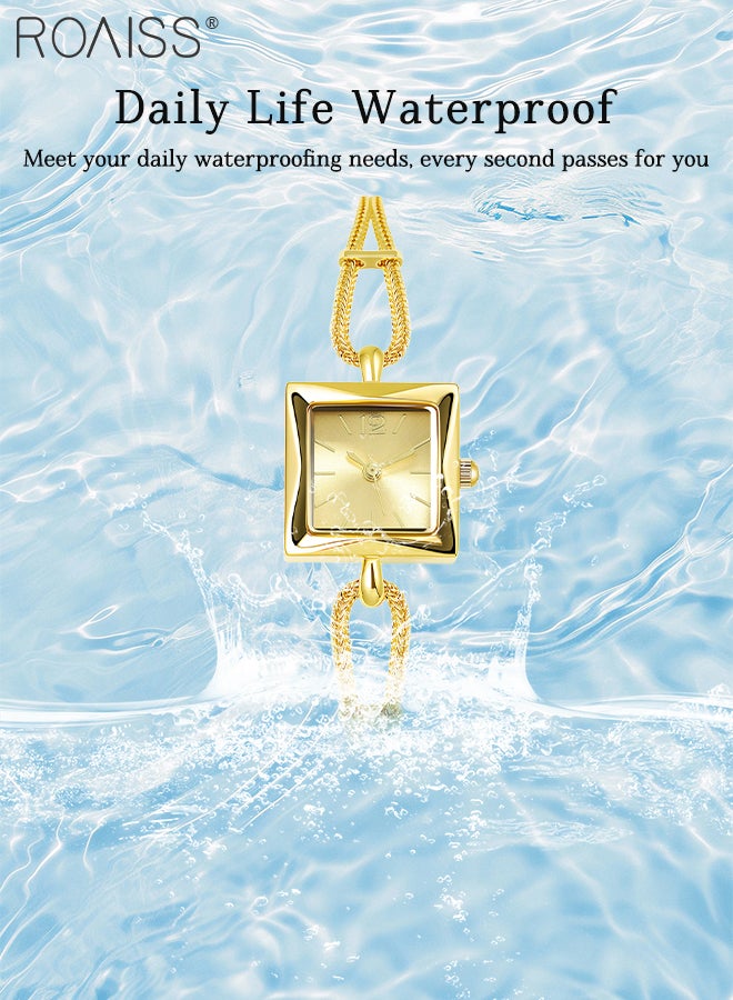 roaiss Women's Retro Quartz Gold Watch, Analog Display Square Dial with Chain Strap, Luxury Elegant Waterproof Wristwatch as Gift for Ladies - Image 5