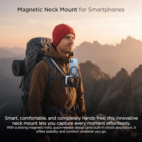 Hiffin Magnetic Neck & Chest Mount for Smartphones | 360° Adjustable POV Vlog Holder with Quick-Release & Strong Magnetic Grip | Hands-Free Phone Mount for iPhone & Android - Image 2
