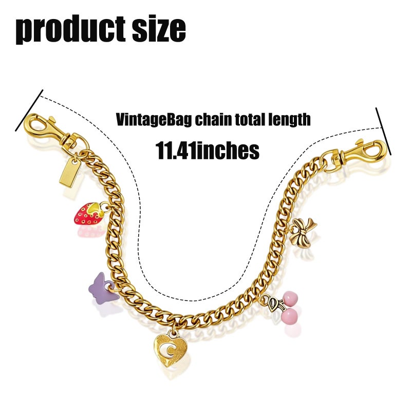 LSBDJDL Vintage Cute Cherry Gold Bag Charms Wallet Chain Keychains Purse Accessories For Women (cherry) - Image 2
