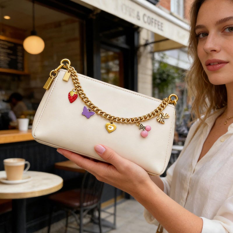 LSBDJDL Vintage Cute Cherry Gold Bag Charms Wallet Chain Keychains Purse Accessories For Women (cherry) - Image 4