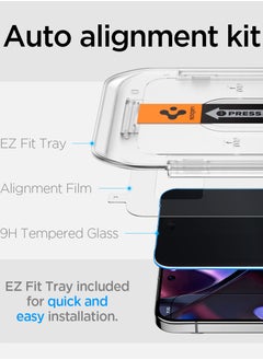 Spigen GLAStR EZ Fit Google Pixel 9 / Pixel 9 PRO PRIVACY Screen Protector [2 PACK] Premium Tempered Glass with Auto Align technology - 2 PACK  - Image 3